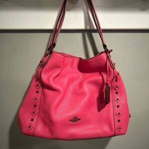 Coach Pink Shoulder Bag with Glossy Finish